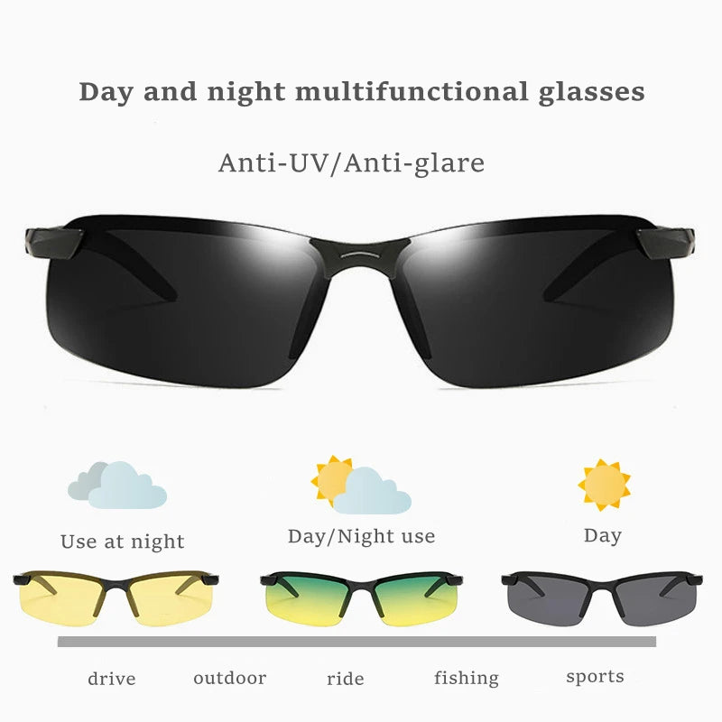 2022 Intelligent Photosensitive color changing Polarized Sunglasses Day and enhanced Night Vision for driving.