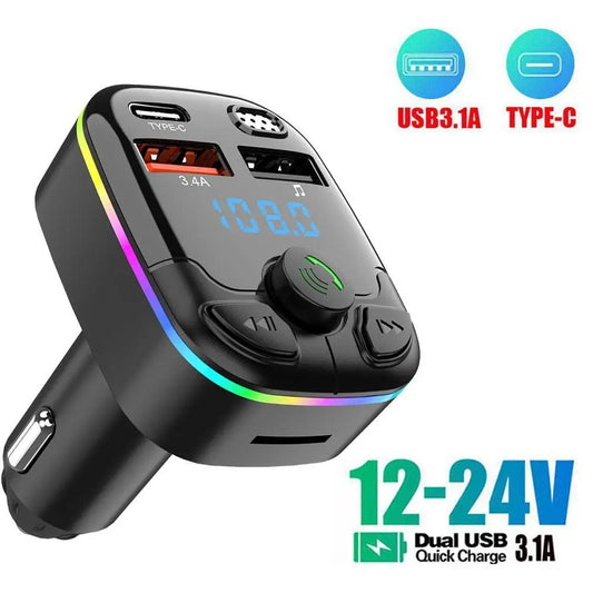 3.1 Dual USB fast Charger. Bluetooth 5.0 Car FM Frequency Transmitter, Handsfree